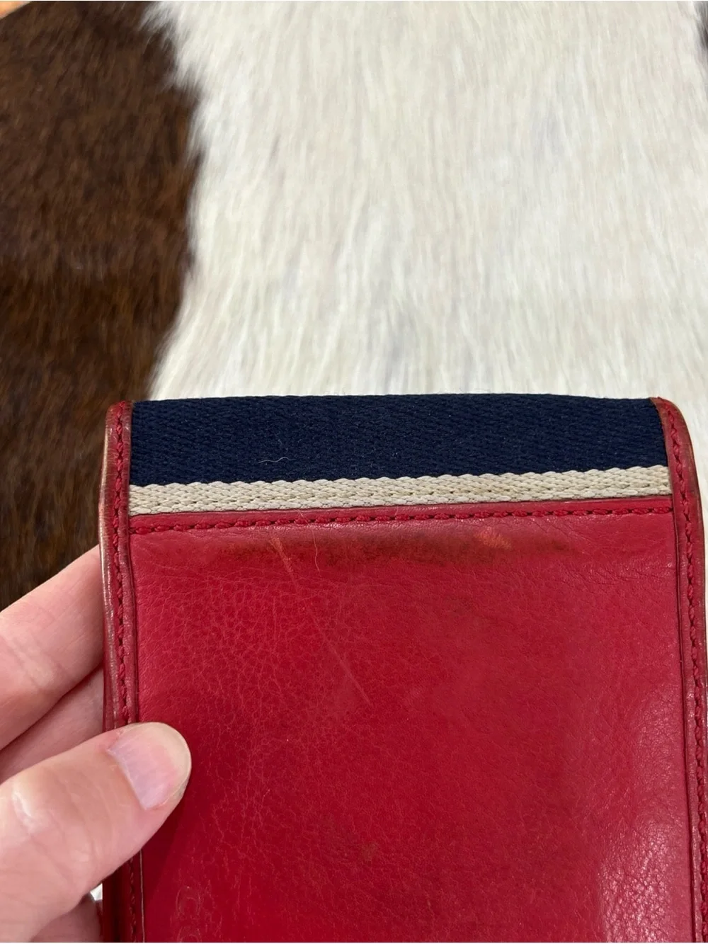 Coach Heritage Web Leather Compact ID Wallet Men’s Red